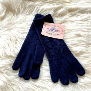 Fownes Navy Knit Gloves